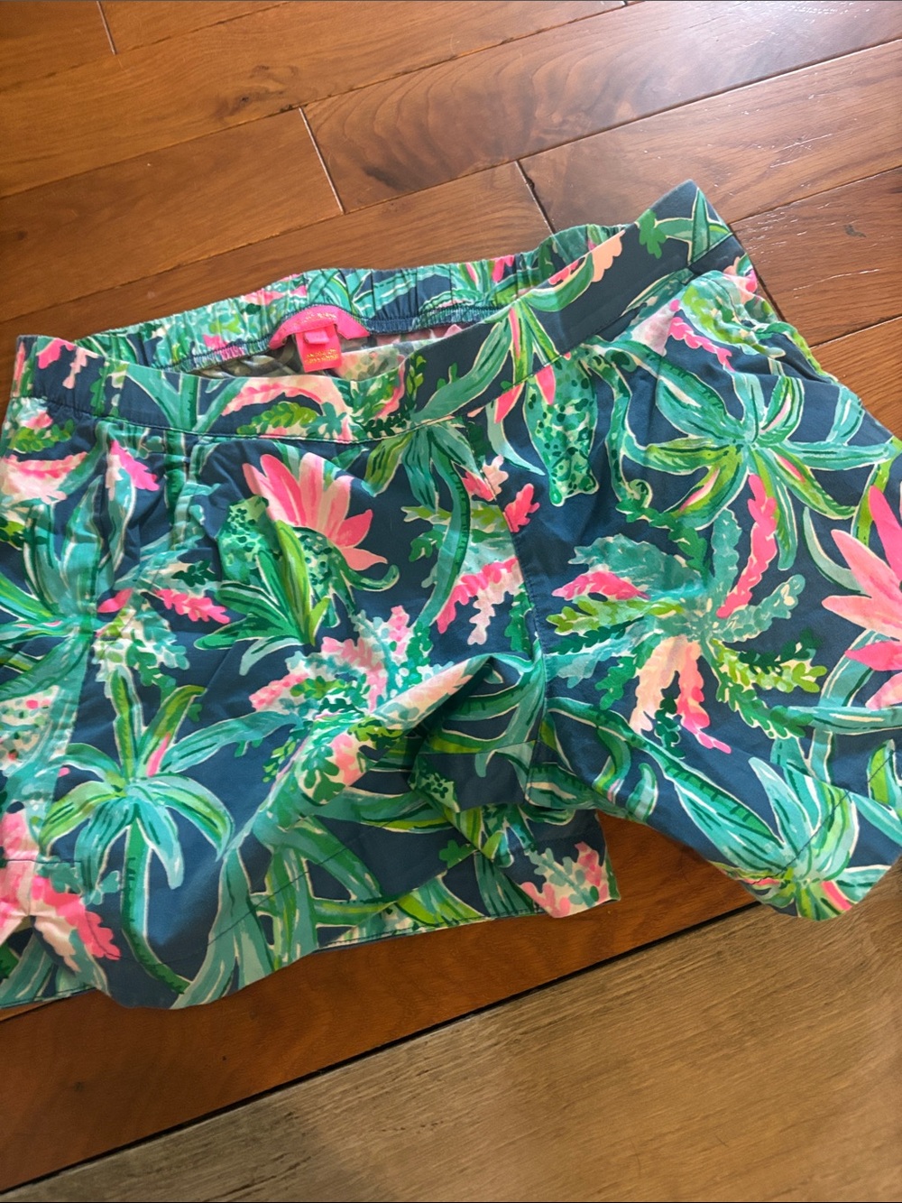 Lilly Pulitzer Tropical Palm Print Shorts - Blue, Pink & Green